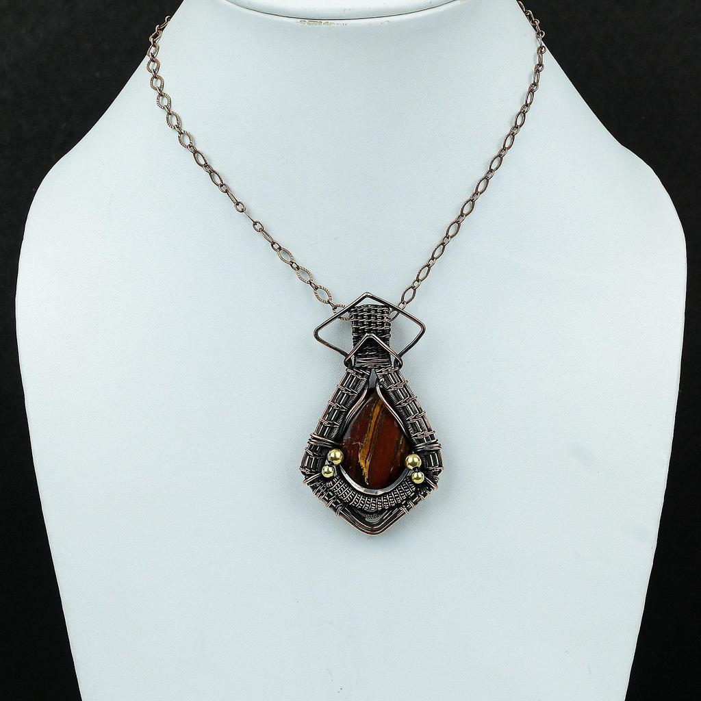 Red Snakeskin Jasper Pendant Copper Wire Wrapped Pendant Original Gemstone Jewelry Handmade Pendant Copper Wire Wrap Jewelry Gift For Mother