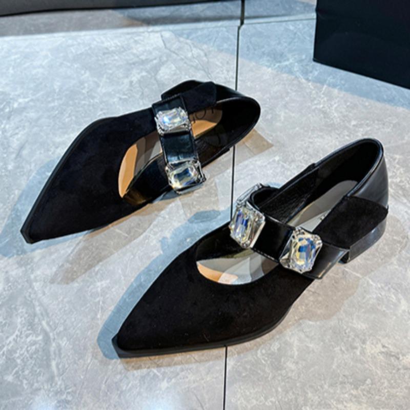 Модные весенние новые туфли на толстом каблуке, женские модные остроносые туфли с мелким вырезом из замши с леопардовым принтом и блестками, на мягкой подошве, нескользящие, низкие