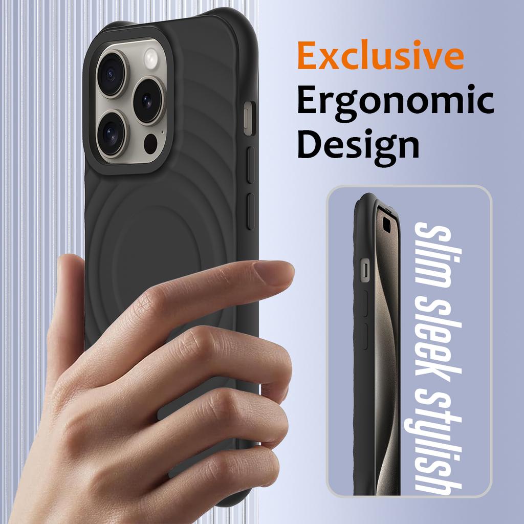 For iPhone 14 Pro Case Water Ripple Texture Liquid Silicone Slim Phone Shell Compatible with MagSafe