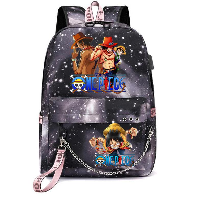 Школьная сумка-рюкзак USB с принтом One Piece для учеников начальной и средней школы, для мужчин и женщин, с лямками