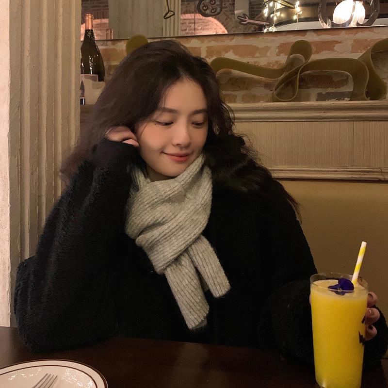 Короткий шарф-крест для женщин Зимний теплый шерстяной вязаный шарф Студенческий корейский стиль Парный стиль На все случаи жизни