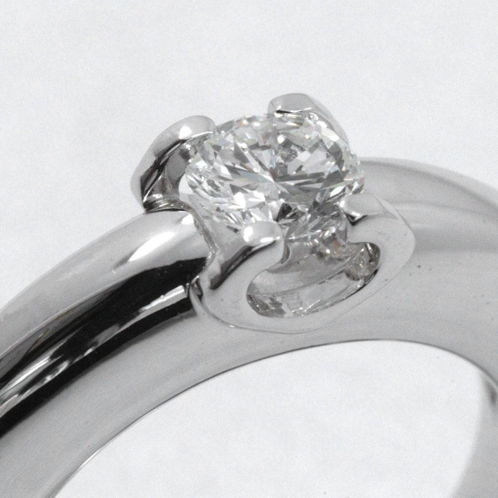 Cartier C Do Solitaire Ring K18 White Gold/diamond #3.7(US Size) 7.5g Women Used