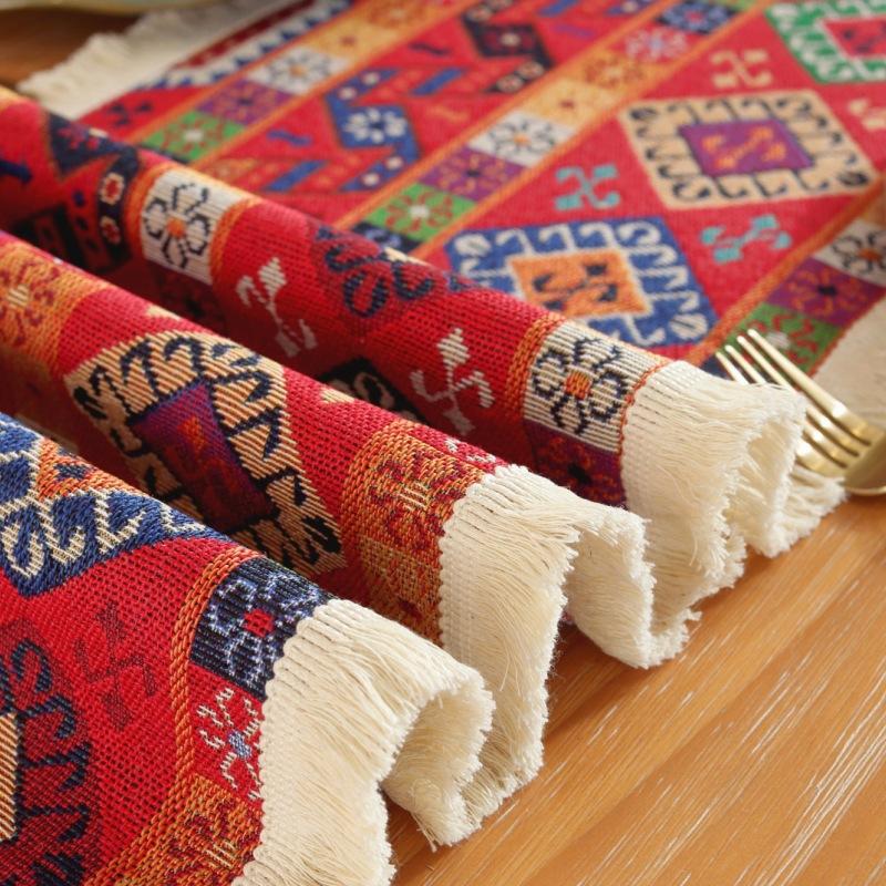 Винтажная жаккардовая скатерть с кисточками кремового цвета с красочным рисунком птиц и листьев, идеально подходящая для декора столовой или спальни, всесезонное использование, украшение для обеденного стола