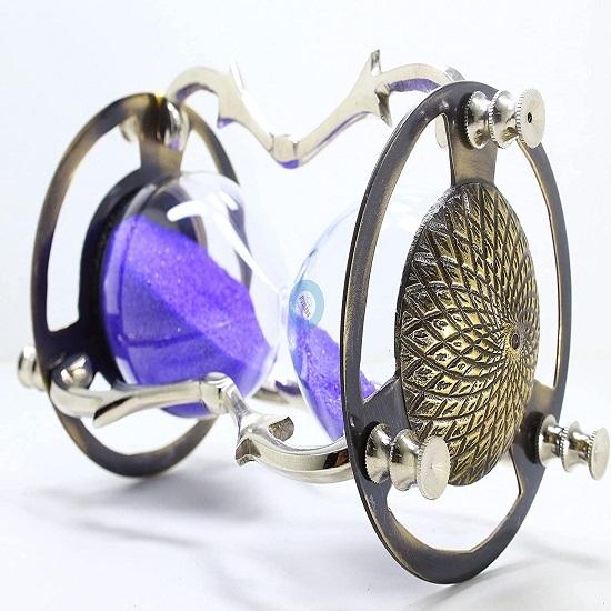 Латунный зигзагообразный песочный таймер, песочные часы, стеклянные часы, идеально подходящие для упражнений, приготовления чая, антикварного морского декора