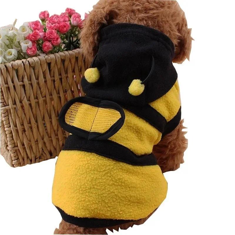 Пальто для щенков Bee Pet, одежда из флиса, толстовка с капюшоном для собак и кошек, карнавальный костюм, одежда для маленьких собак