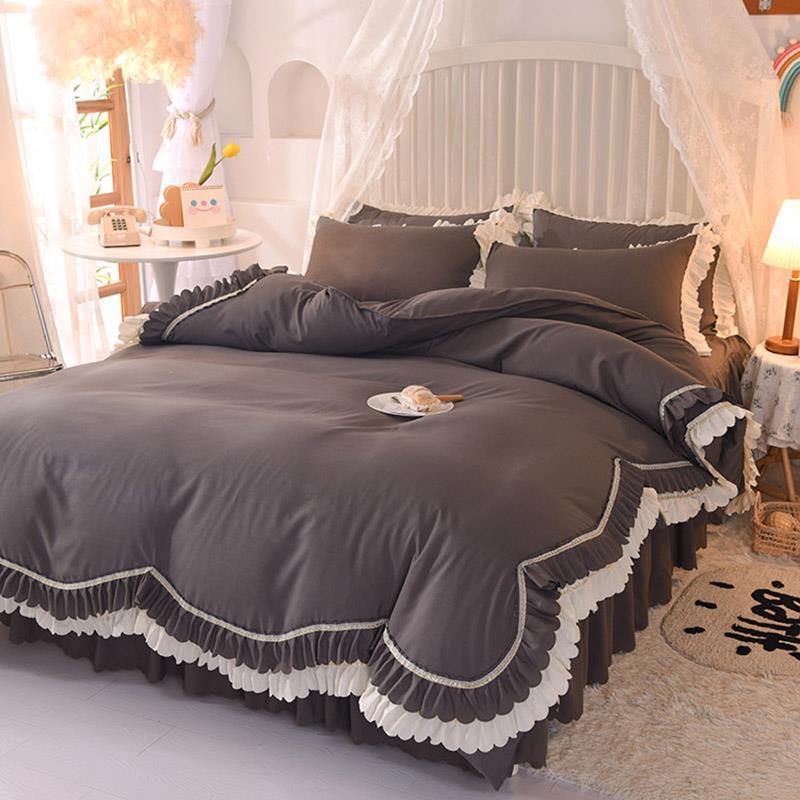 Кружевной постельный подзор из четырех частей, европейская атмосфера, простое одеяло, покрывало, простыня, постельное белье