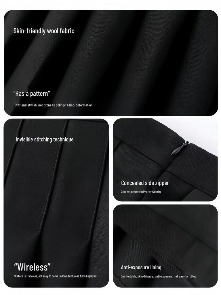 Маленькая юбка А-силуэта с высокой талией из смесовой шерсти с плиссировкой для осени/зимы