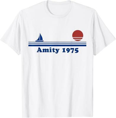 Амити 1975 Закат - Парусник Рассвет Лето Океан Отпуск Футболка