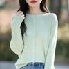 Women's Spring Korean Style Loose Wool Cardigan - Round Neck, Long Sleeve