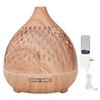 400ml Remote Control Humidifier with 7 Colors LED Hollow Wood Grain Humidifier Silent Fragrance Diff