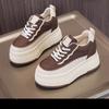 Inner Heightening Women's Shoes Leather Little White Shoes Spring and Summer New Thick-soled Heightening Board Shoes Casual Sports Shoes Women's