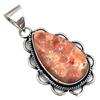 Pendant Sunstone Drusy Gemstone Gift For Her Silver Jewelry 1.75"