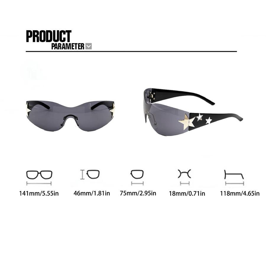 2 шт. Унисекс Без оправы Звездообразные Y2K Простые Солнцезащитные очки Подходят для повседневных путешествий и вечеринок Хэллоуин
