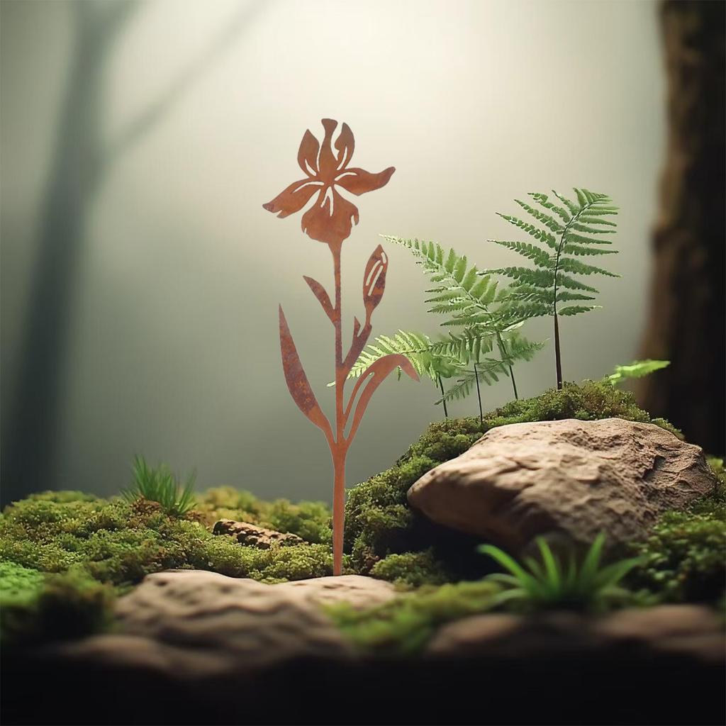 1 шт. Железное украшение в виде цветка, втыкаемое в землю, в деревенском стиле, садовые колышки, подходит для уличного, дворового, газонного и садового декора