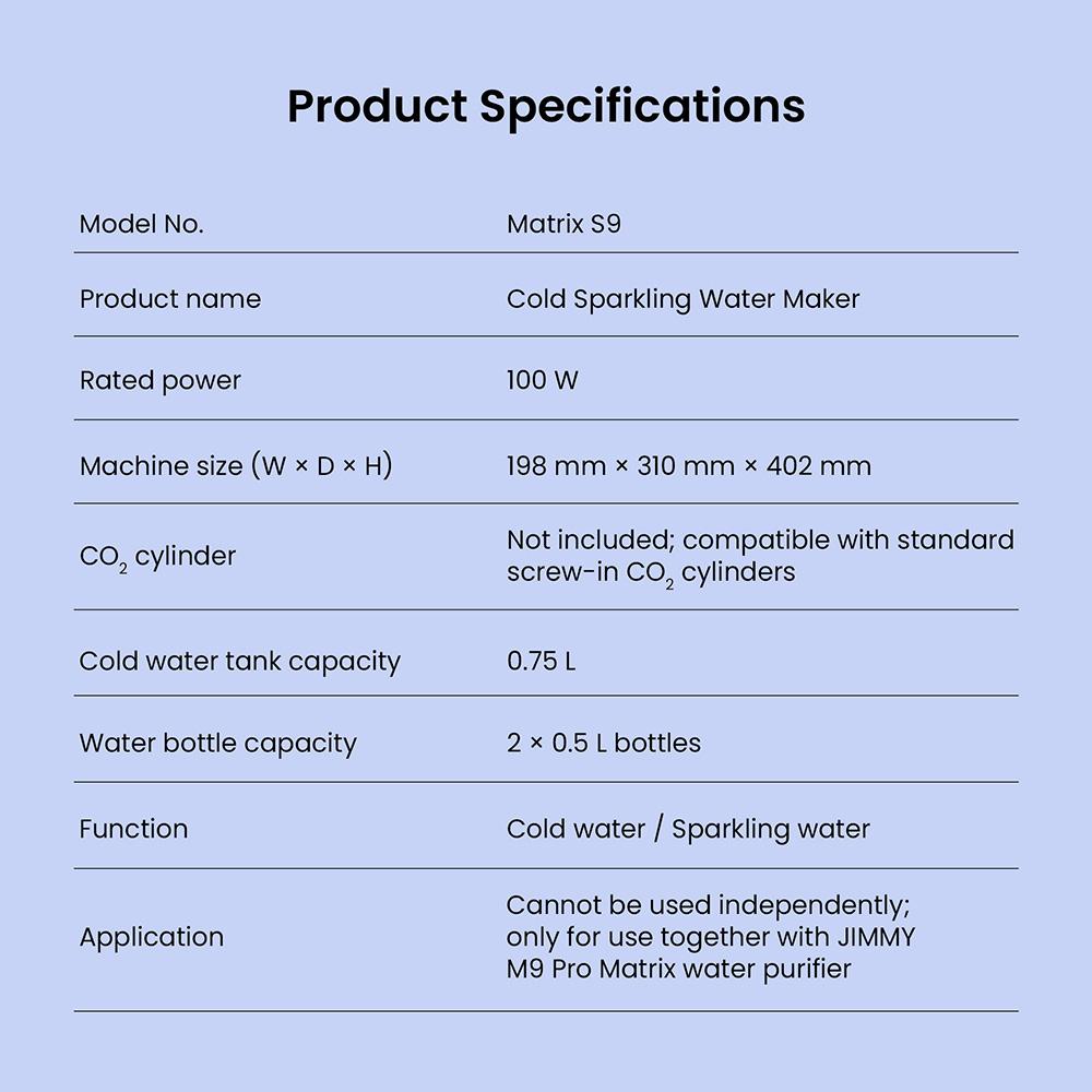 JIMMY Matrix S9 Cold Sparkling Water Maker