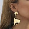 Exaggerate Irregular Big Heart Geometry Metal Golden Long Pendant Earring for Women New Trend Brincos Wedding Jewelry