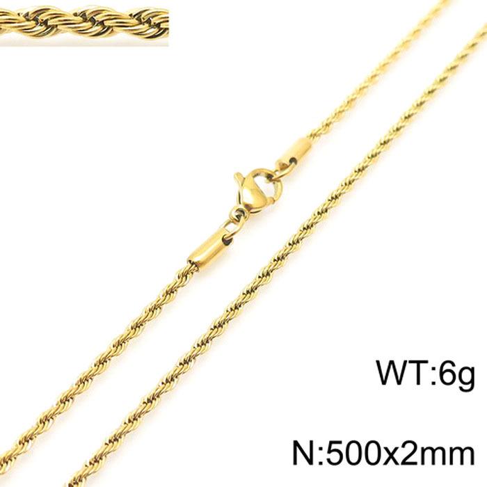 Durable Stainless Steel Rope Chain Necklace - Multi-Size, Titanium Steel for Men and Women