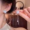 Серьги с длинной кисточкой и цветком в стиле легкой роскоши для женщин, японский и корейский стиль, нишевые, высококачественные, свисающие серьги, ювелирные аксессуары