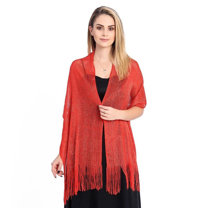 Gold and Women Fashion Wraps Evening Dress Shawl Shawl Flat Scarf Dance Silver Silk