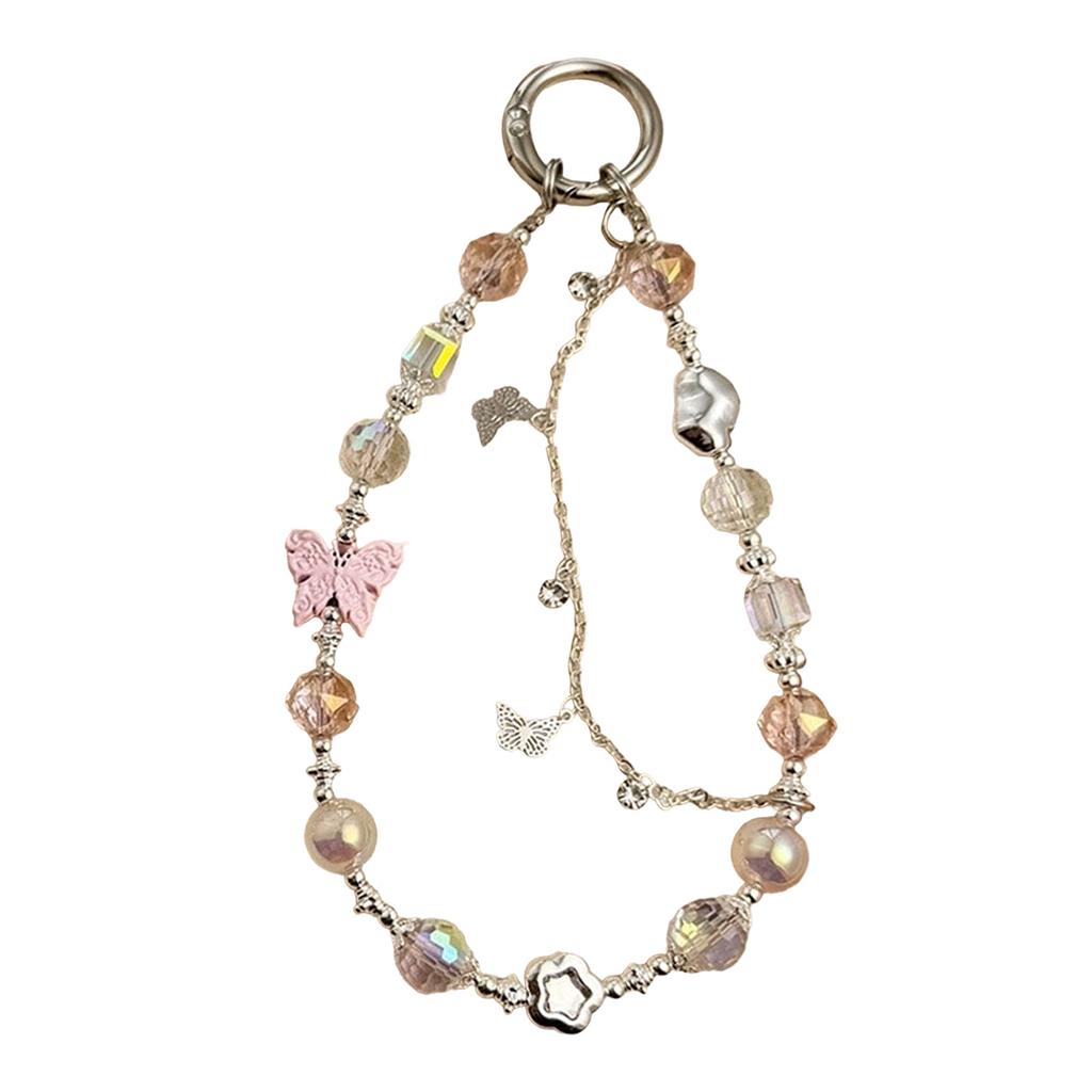 Beaded Camera Phone Strap with Cuteness Butterfly Digital Charm Fashionable Phone Accessory for Phones and Bags