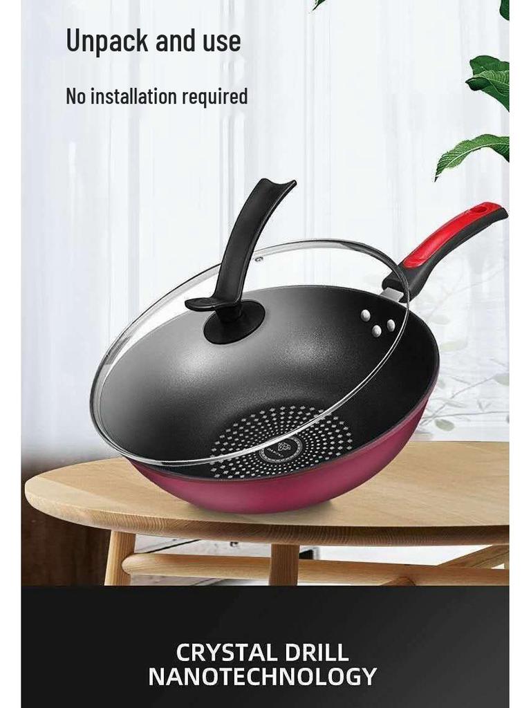 Непригораемый вок из немецкого хрусталя: Сковорода вок с плоским дном без дыма для индукционных и газовых плит.