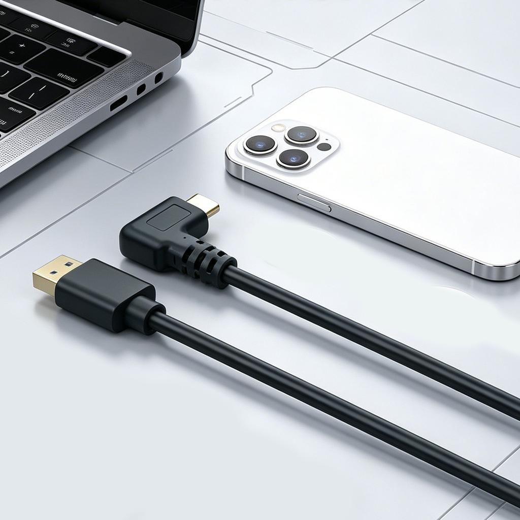 90-градусный USB Type C Зарядный кабель Провод USB 3.0 A на USB C PD60W Быстрая зарядка Для телефонов Планшетов Ноутбуков