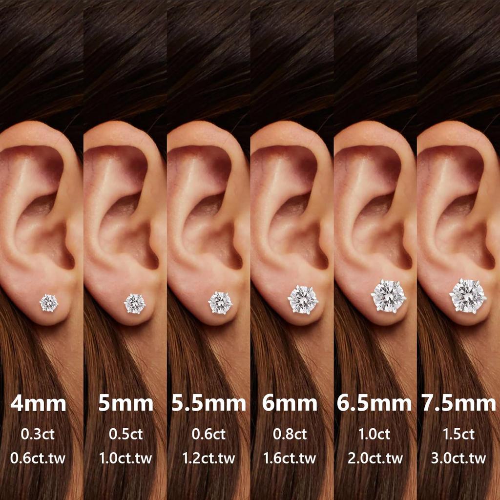 KRKC Муассанитовый бриллиант 6 925 Гипоаллергенный Одиночный бриллиант Муассанитовый гвоздик Для обоих Дня рождения Карта сертификации GRA Всего серьги, Серьги,