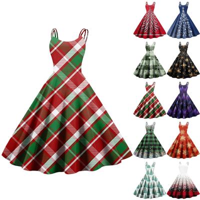 Женское модное рождественское печатное сексуальное коктейльное платье без бретелек в готическом стиле в стиле панк-винтаж