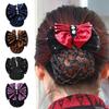 1Pcs Satin Bow Net Bun Hair Cover Bowknot Elastic Hairnet Nurse Stewardess Bun Snood  for Women