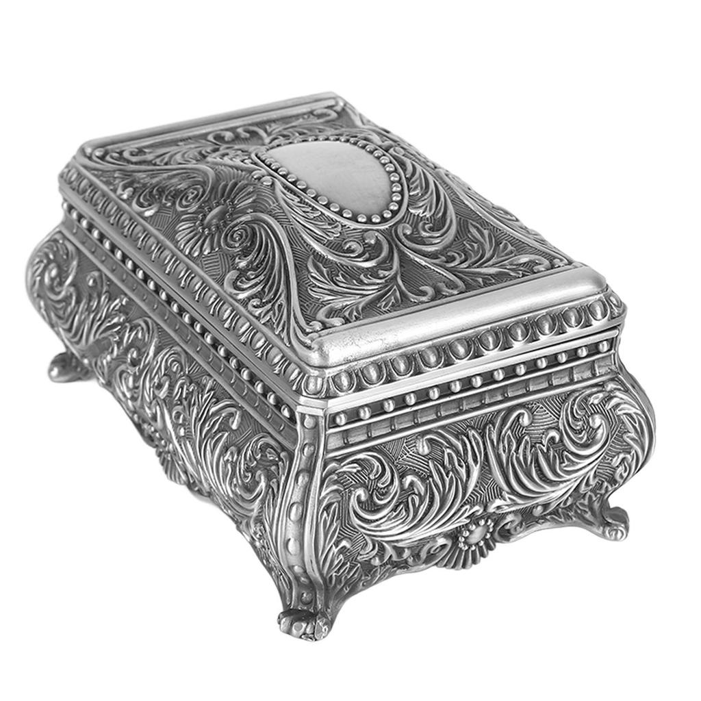 Vintage Jewelry Box Metal Rectangular Trinket Storage Box European Style Jewelry Box for Women Girls Birthday Christmas