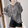 Осенняя женская рубашка больших размеров свободного покроя, базовые топы, футболки, повседневные толстовки с длинным рукавом, полосатая рубашка
