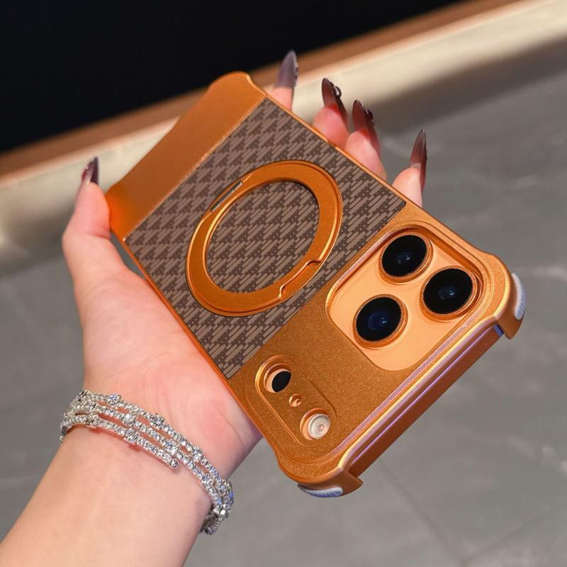 Metal Rotating Stand Magnetic Phone Case IPhone 16 Pro Max Anti-fingerprint Heat Dissipation Non-slip
