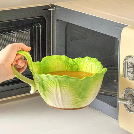 Ceramic Noodle Bowl Creative Cabbage Shape Serving Bowl Cartoon Vegetable Tableware for Noodles Soup Salads