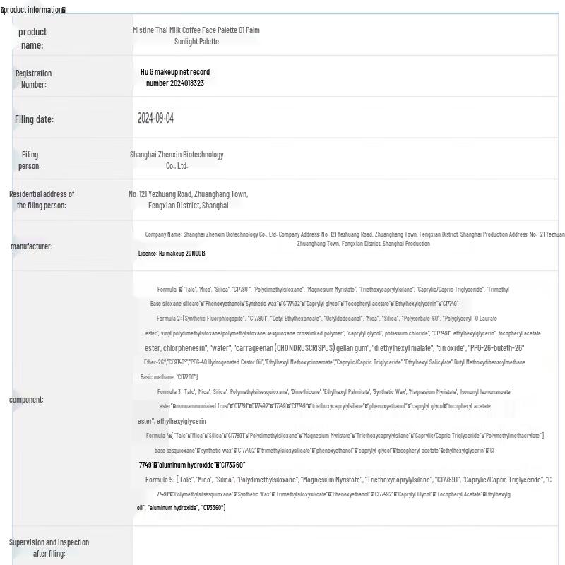 Mistine Тайский молочный кофе Универсальная палитра для лица