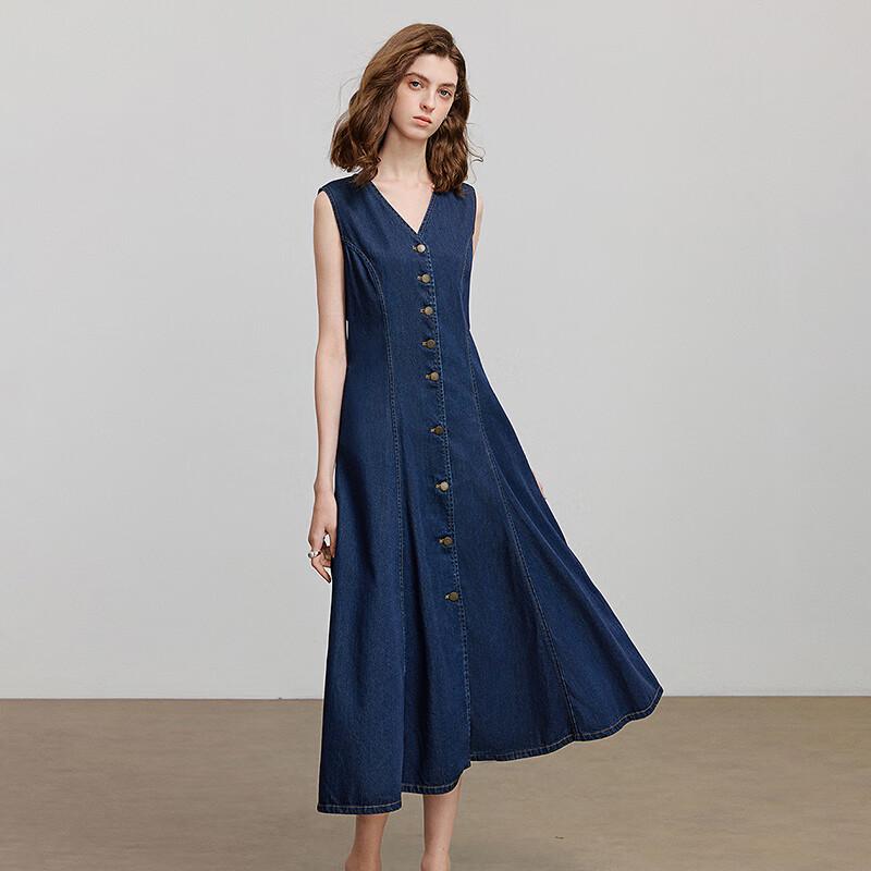 Chuyu Lyocell Cotton Vintage Denim A-line Dress
