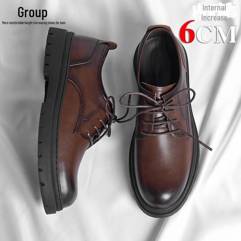 Мужские туфли 2024 года из черной кожи, увеличивающие рост, 10 см, формальные и повседневные, дышащий зимний дизайн