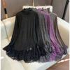 Autumn and Winter Fashionable Style Lace Splicing Bottom Shirt Thin Solid Color Loose Look Casual Loose Long Sleeves Top