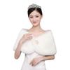 Faux Fur Rabbit Fur Bow Scarves Pearl Bride Shoulder Fake Collar Plush Bowknot Shawl  Ladies/Girls