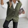 Women Knitting Vest V-neck Sleeveless Loose Fit Sweater Vest with Faux Pearls Buttons Decor Solid Color Casual Knitting Waistcoat