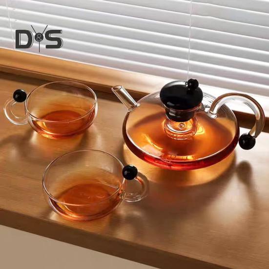 Стеклянный чайник со съемным фильтром для заваривания чая, термостойкий стеклянный чайник для листового чая, подходит для микроволновой печи, не содержит бисфенол-А, заварочный кувшин