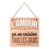 [R4584] - Beige 'Messages' Wooden Plaque (love Is Cooked Every Day) - 20x20cm