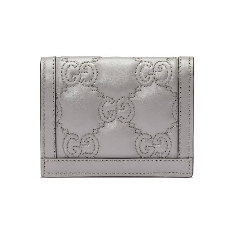 Gucci GG Matelassé Золотой Логотип Складной Дизайн 5 Отделений для Карт Кожаный Клатч-Кошелек Женский кошелек Серый 723786-UM8IG-1275