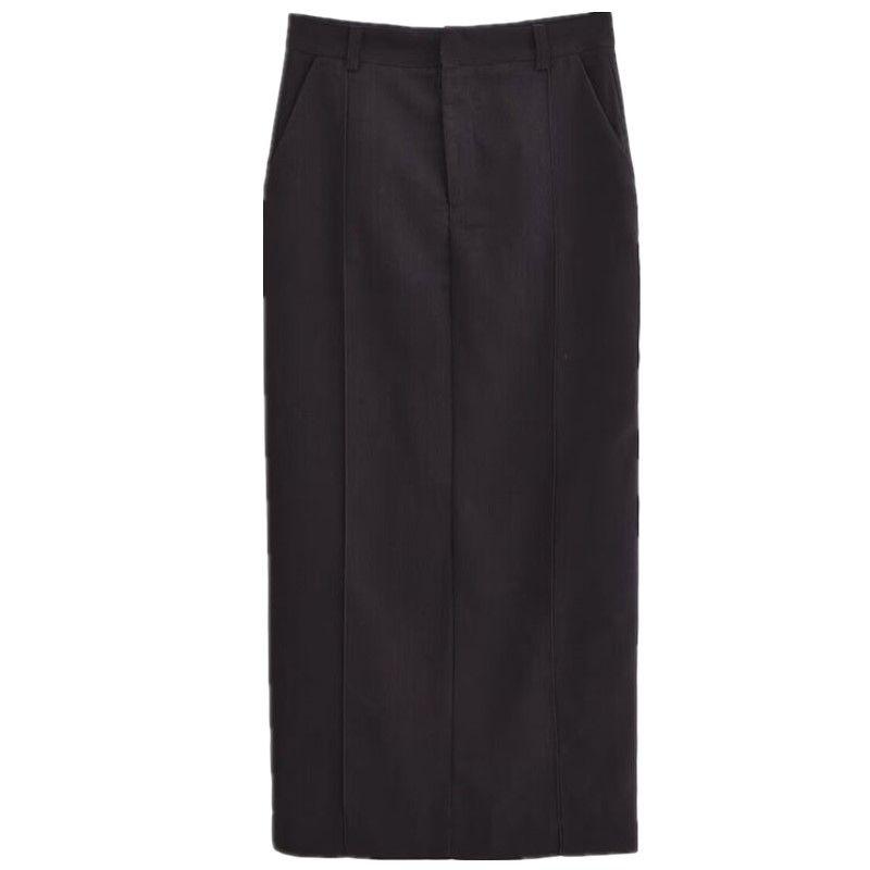Fashion Style 2024 Fall and Winter New Women's Clothing Easiest for Match Long Straight Low Waist Black Long Skirt 8952207