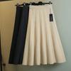 Autumn Winter Women's Skirt Knitting Solid Color High Waist A-line Elastic Waist Mid-length Skirt