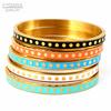 Colorful Enamel Wave Point Design Bangles & Bracelets for Women Round Gold Color Bangles Stainless Steel Bangles Wedding