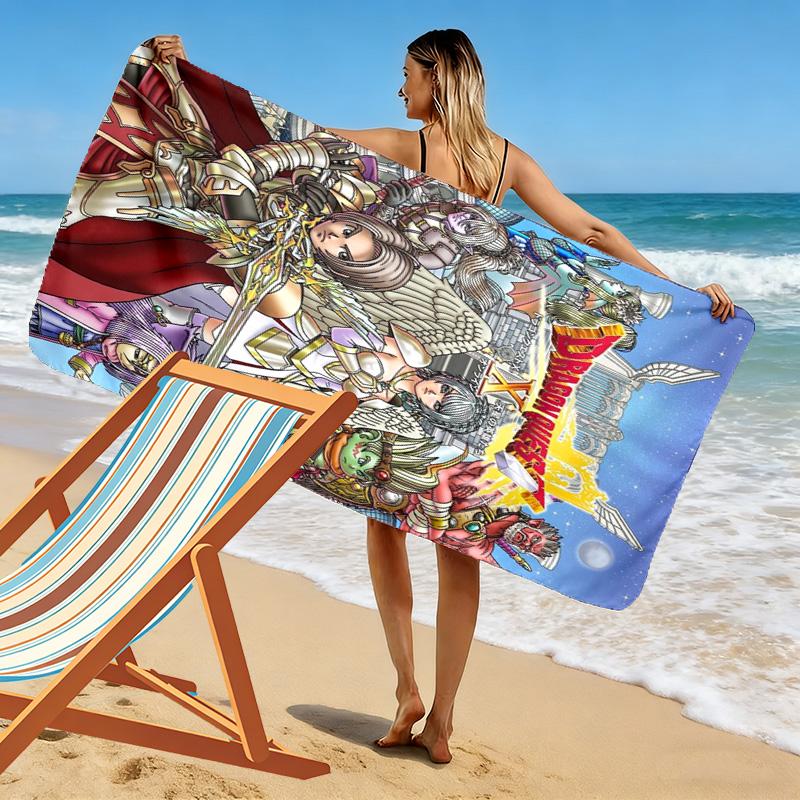 Dragon Quest Print Beach Towel, Large Soft Quick Dry Towel for Beach Camping Swimming