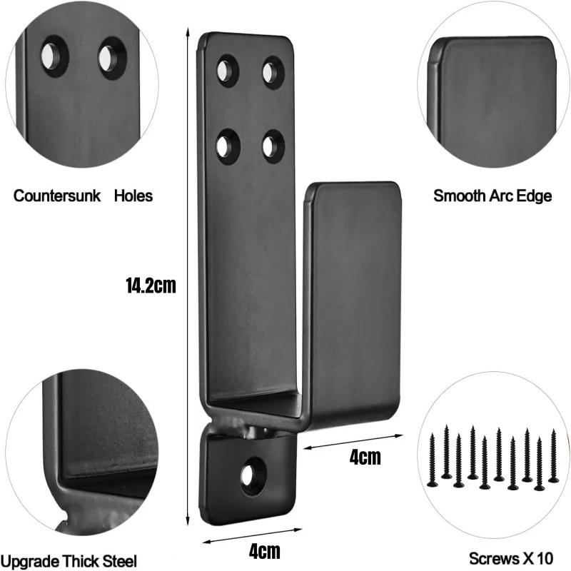 2PCS Heavy Duty Black Carbon Steel Door Barricade Brackets,U-Shaped Security Bar Holders for Wood,Home,Garage,Barn & Shed Safety