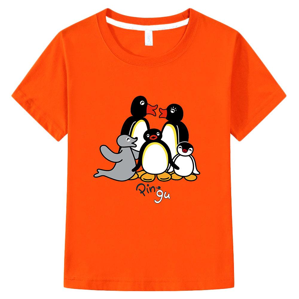 Pingu Summer 100% Cotton T-shirt Kawaii Boys Cartoon Print Tees Girls Kids O-neck Clothing Sports Fashion Tops Manga Short Sleeves summer clothes