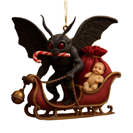 Dark Christmas Ornament 2D Acrylic Headless Santa/Devil Christmas Tree Ornament for Indoor Outdoor Home Party Decor