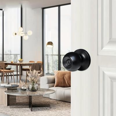 1 шт. Матово-черные круглые шарообразные дверные ручки с замком на ключ - Идеально подходят для спальни, ванной комнаты и входных дверей - Внутренняя/внешняя дверная ручка